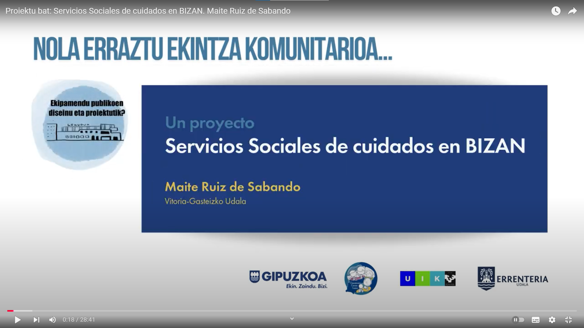 Un proyecto_Servicios Sociales de cuidados en BIZAN. Maite Ruiz de Sabando